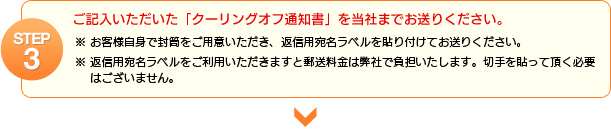 STEP3 ご記入いただいた「クーリングオフ通知書」を当社までお送りください。